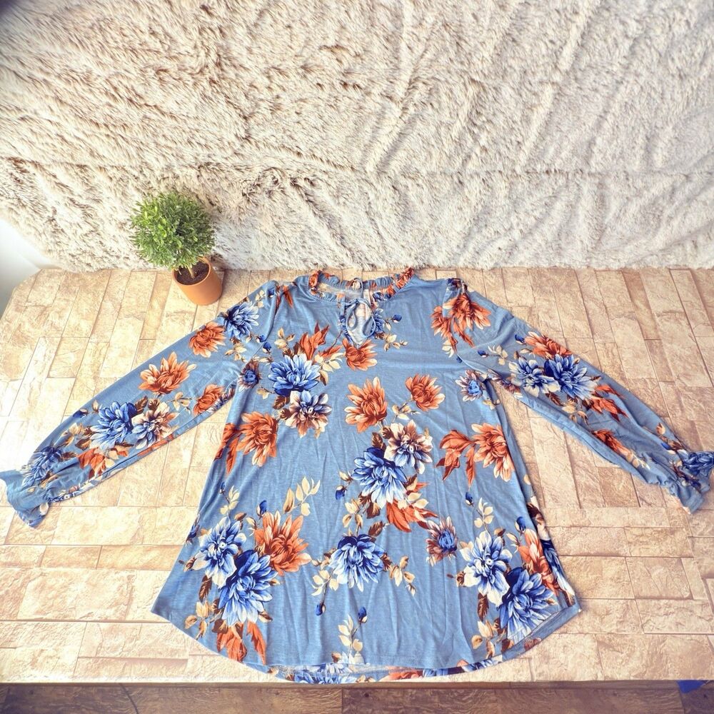 NEW DEAR SCARLETT Women's L Lizzy Long Sleeve Floral V-Neck Blouse - Picture 3 of 12